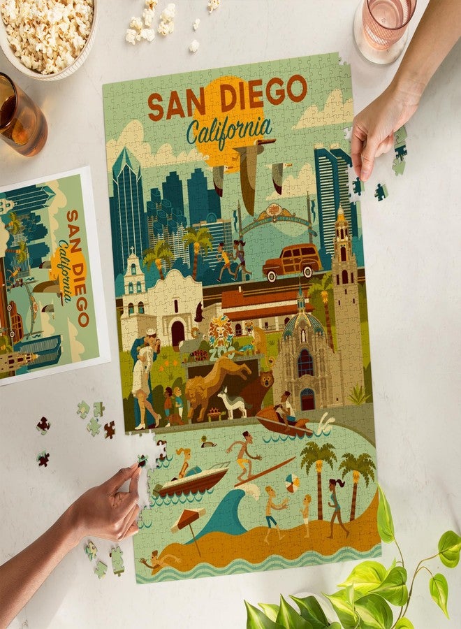 Lantern Press San Diego, California, Geometric, 1000 Piece Jigsaw Puzzle for Adults, Made in USA with Reference Poster - Image 2